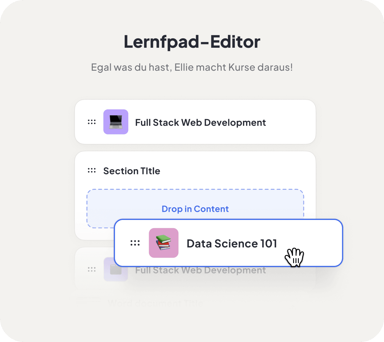 Lernpfad-Editor — Drag-and-Drop Section Builder
