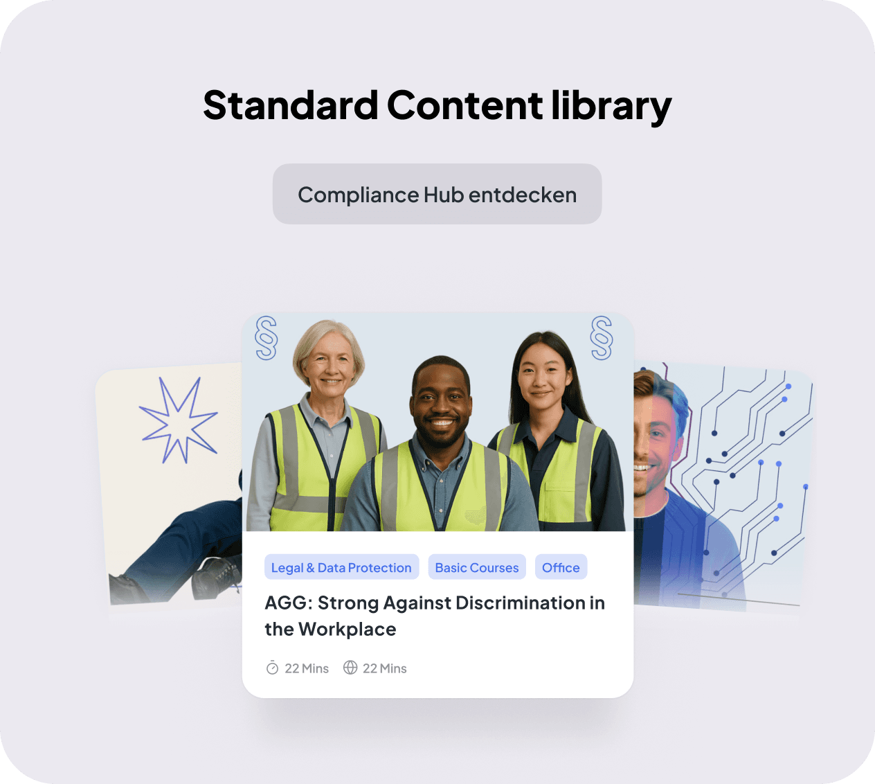 Standard Content library — Compliance Hub mit Content-Karten