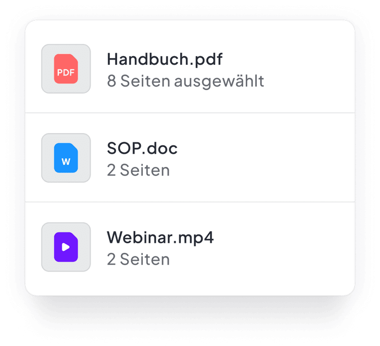 Schwebende Quellenliste mit den im Chat zitierten Dokumenten.