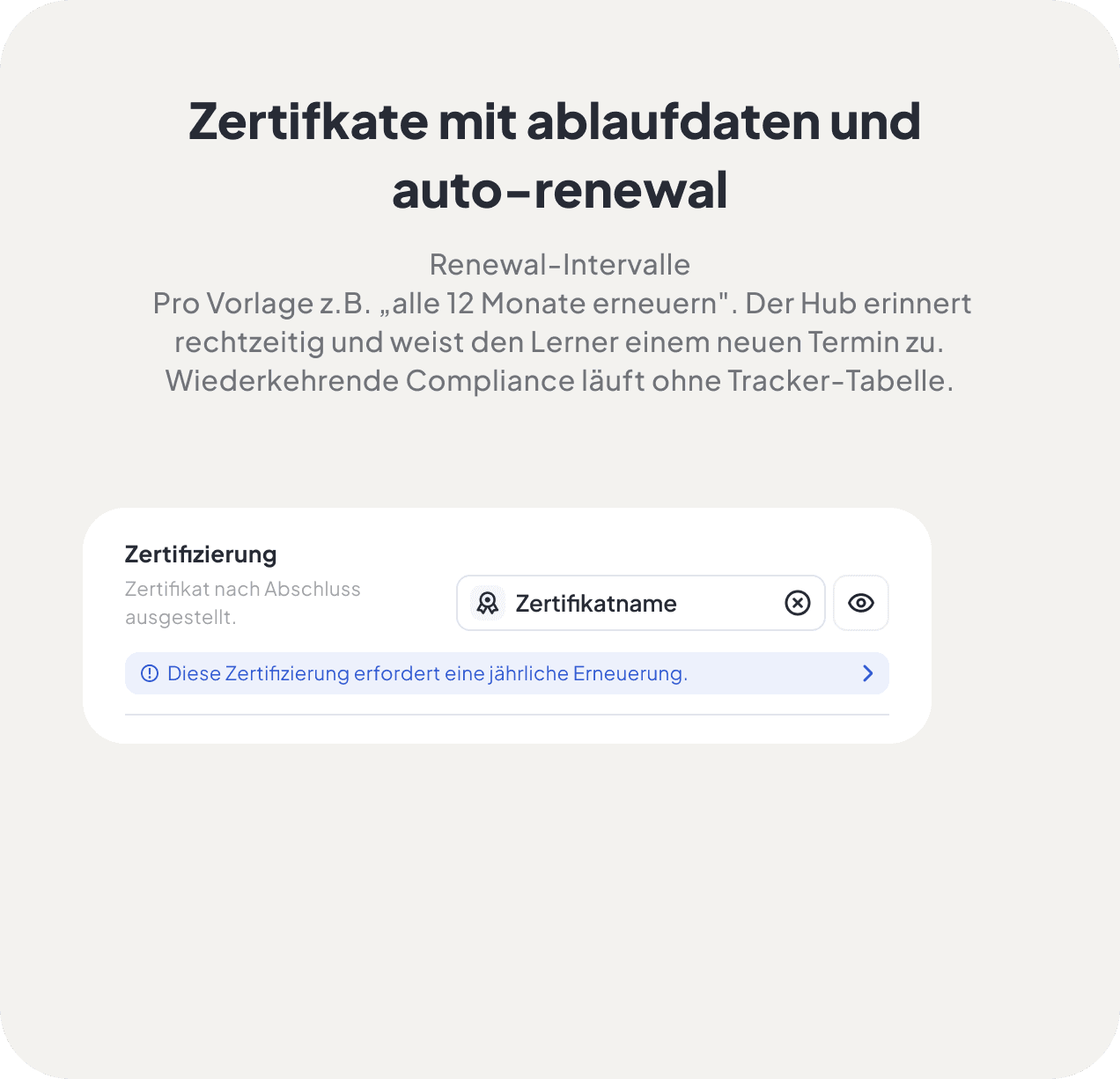 Certificates with expiry and auto-renewal — template with renewal slider every 12 months