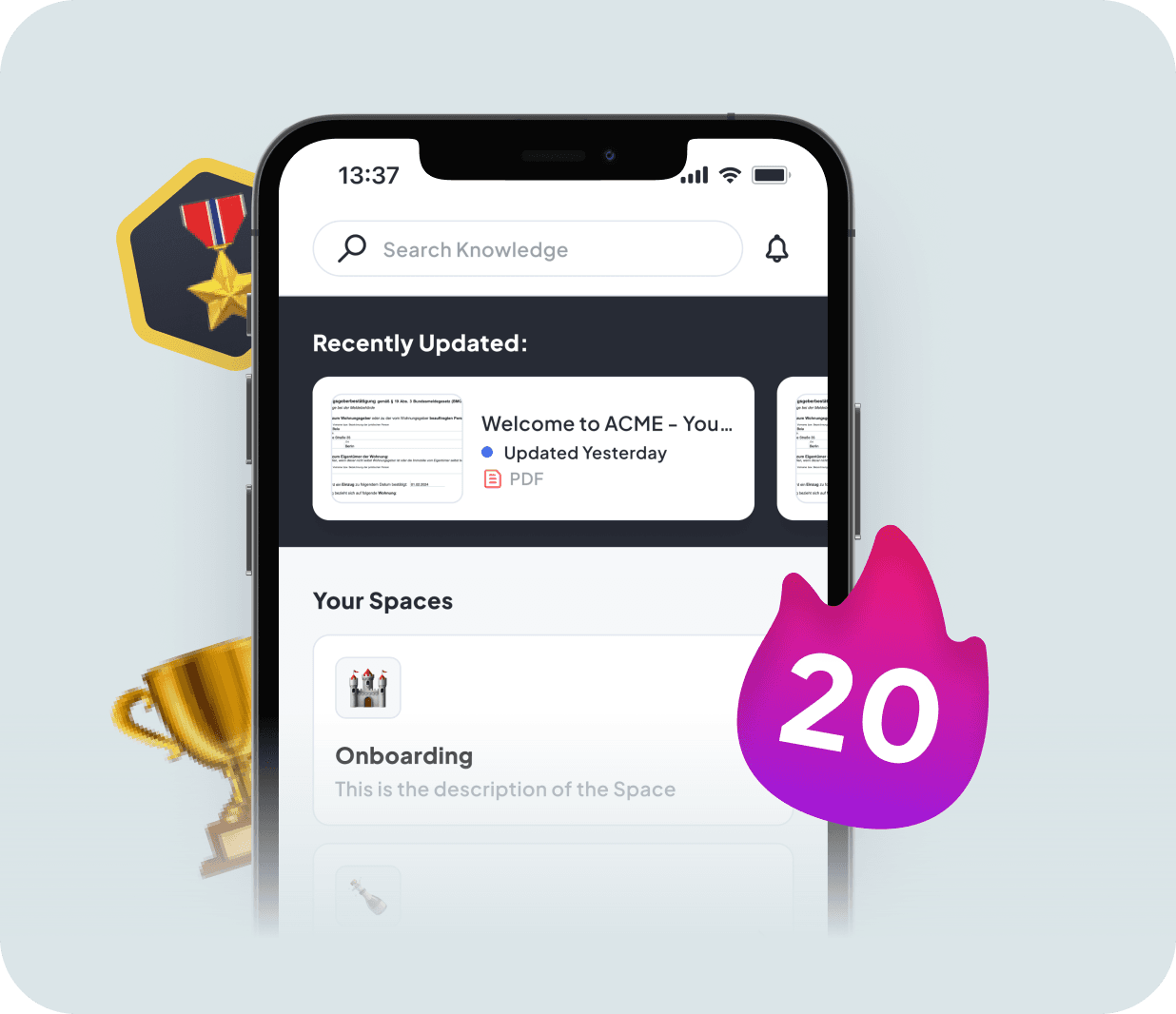 Wissens-Assistent in der mobilen App mit sofortiger Antwort