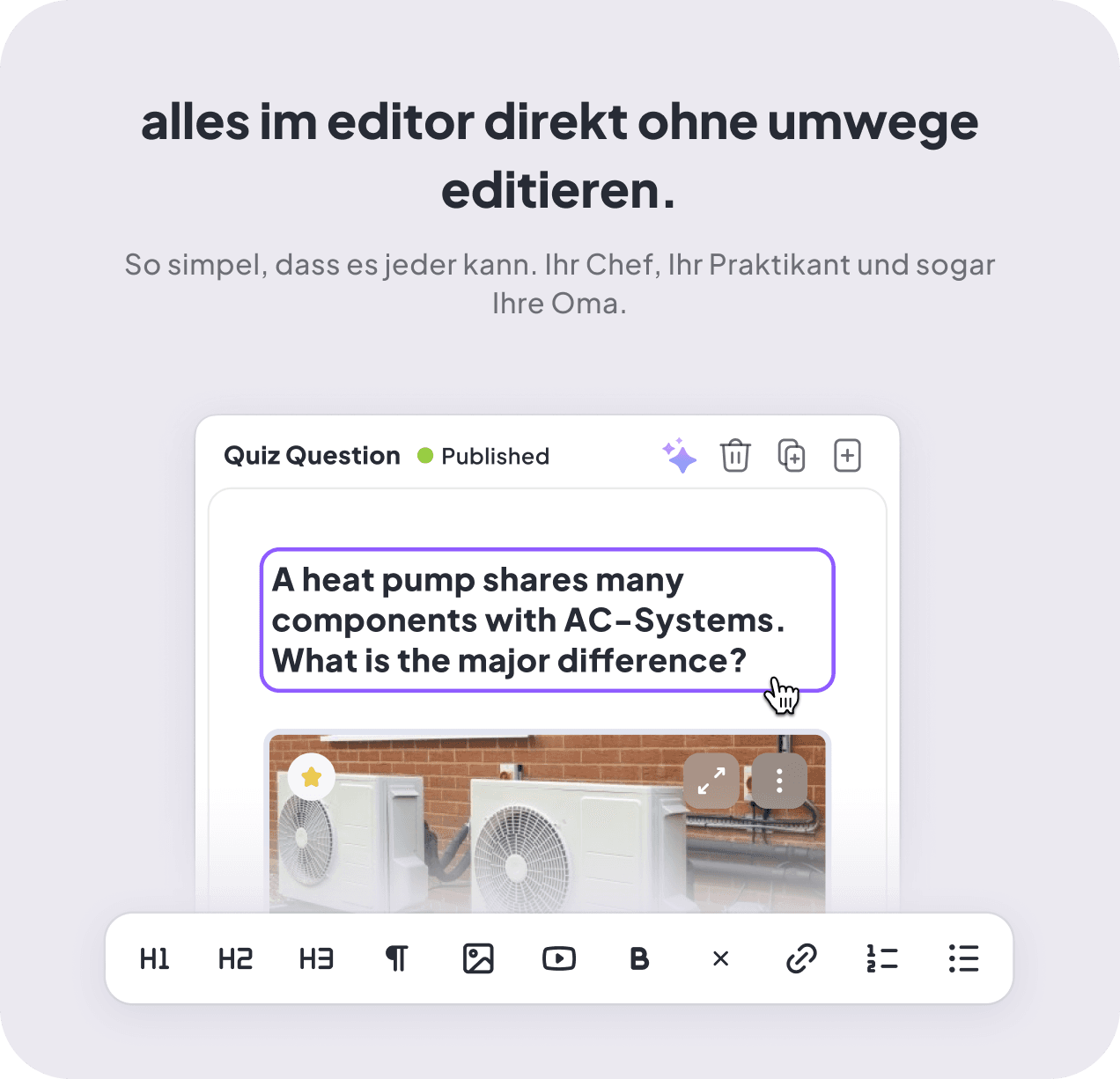 alles im editor direkt ohne umwege editieren — Editor mit Toolbar