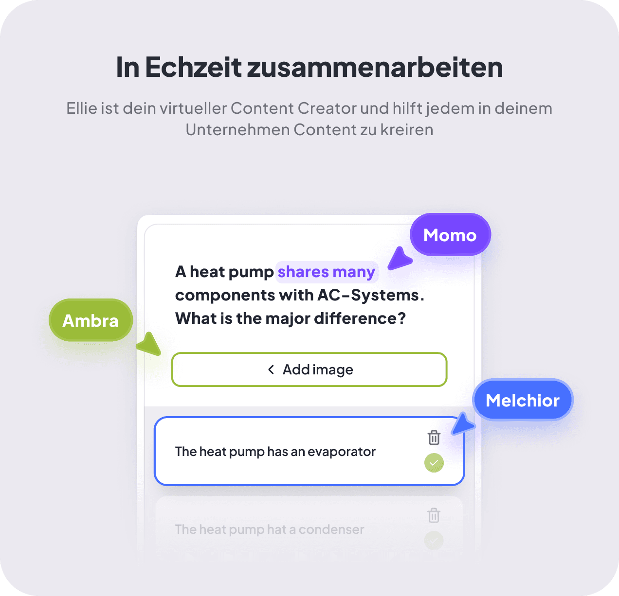In Echtzeit zusammenarbeiten — Editor mit Live-Cursorn (Ambra, Momo, Melchior)