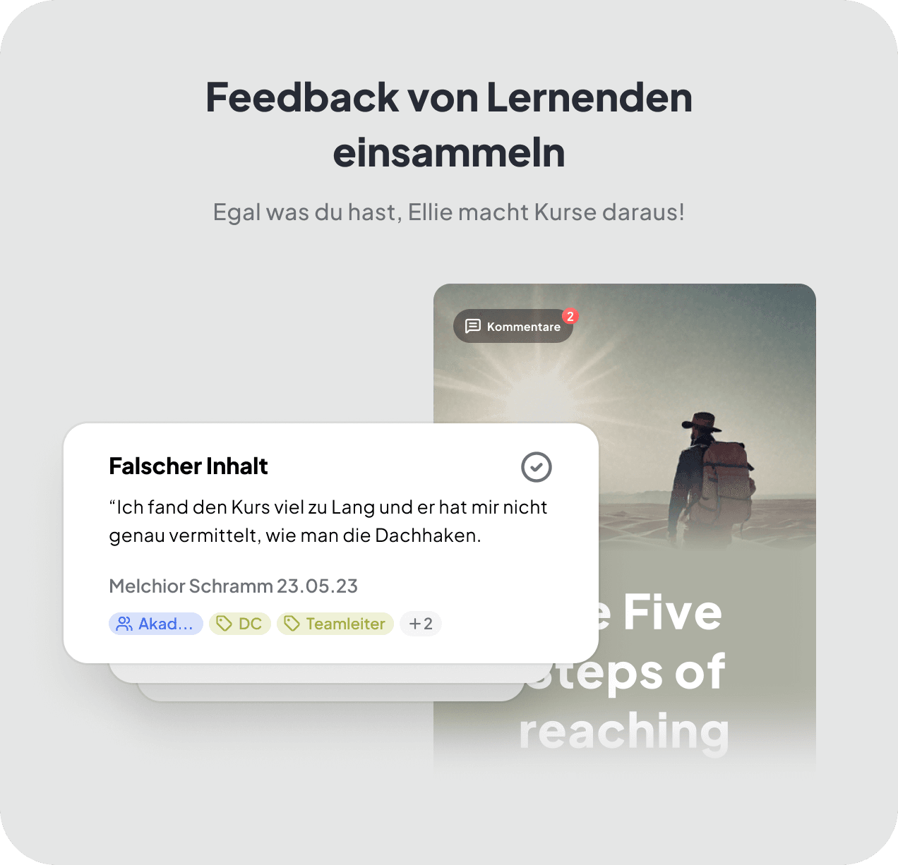 Feedback von Lernenden einsammeln — Kommentar-Karte 'Falscher Inhalt'