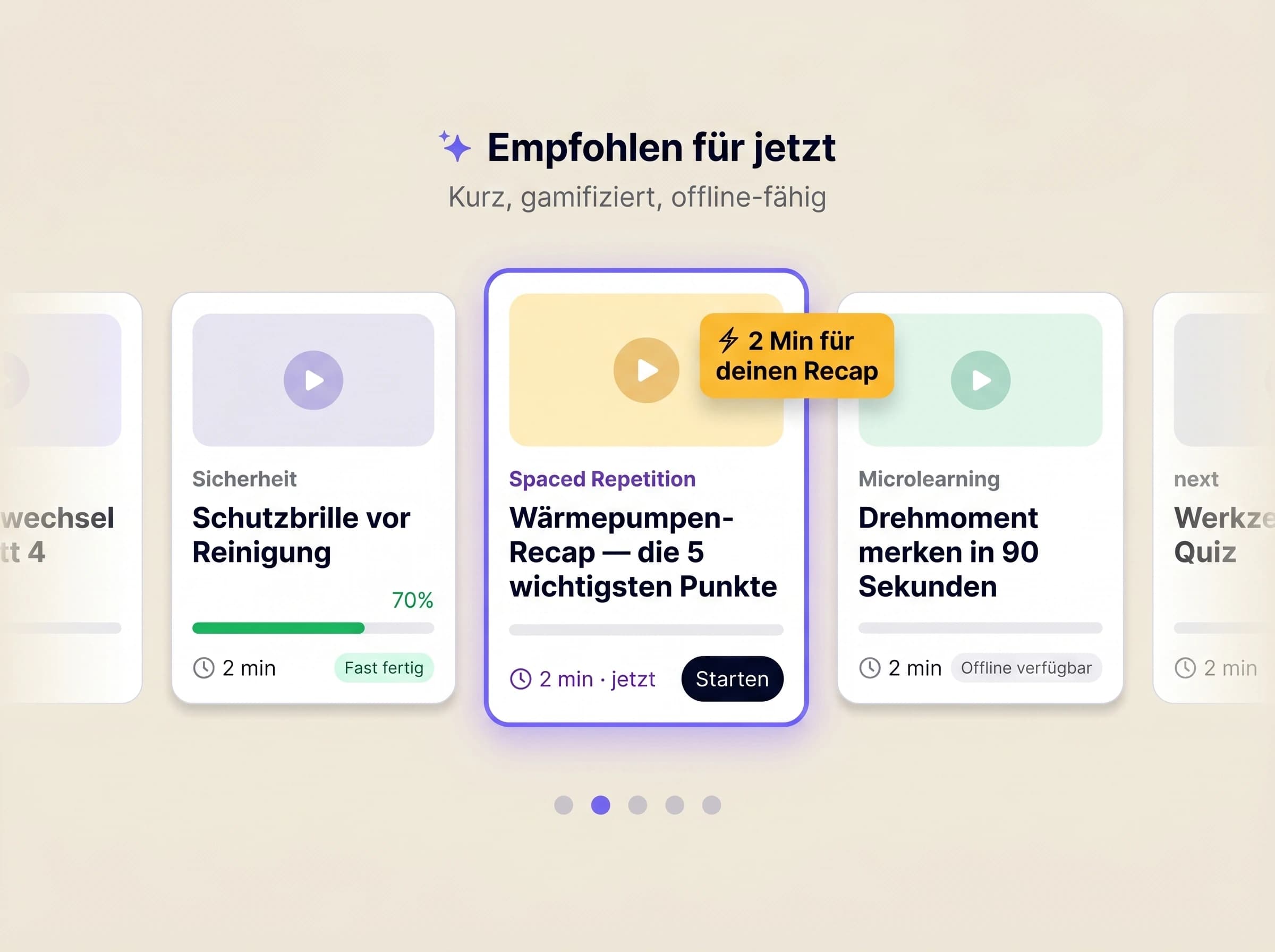 Kurze Trainings für zwischendurch.