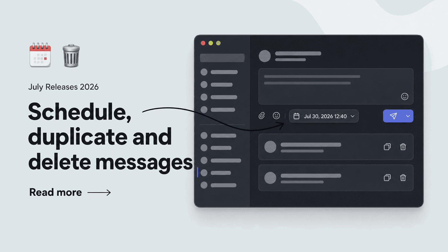 Announcement graphic: new message features in the Hub